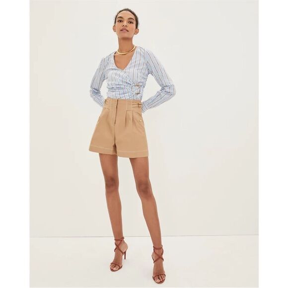 Veronica Beard Aero Blue Brick Multi Ozzie Striped Faux Wrap Top Size 2 NWT - Picture 3 of 7